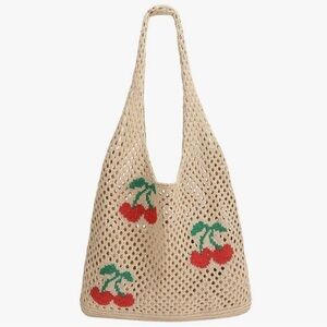 NWOT Cherry Crochet Tote Bag